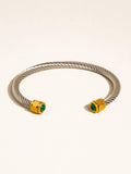 Vail 18K Gold Non-Tarnish Stone Braided Bangle