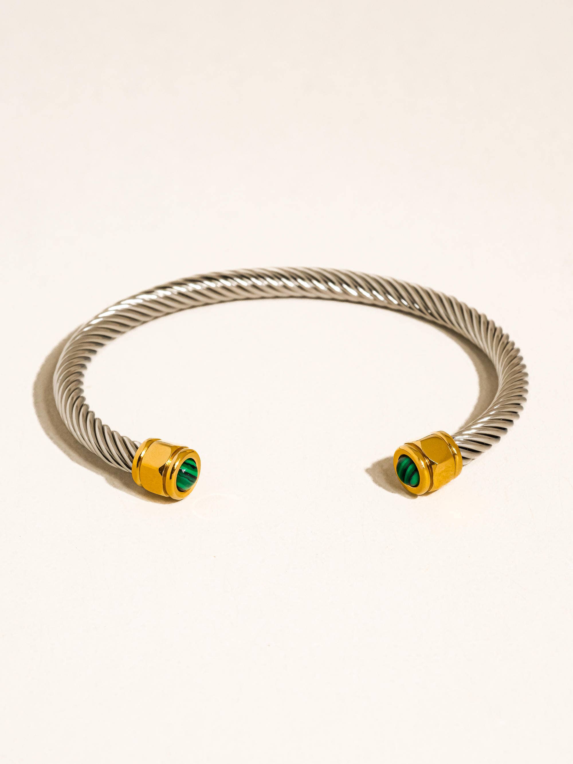 Vail 18K Gold Non-Tarnish Stone Braided Bangle