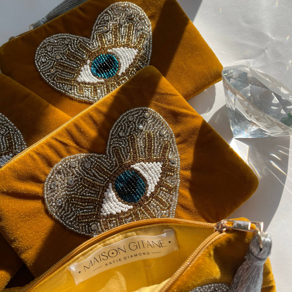 Dear heart velvet pouch