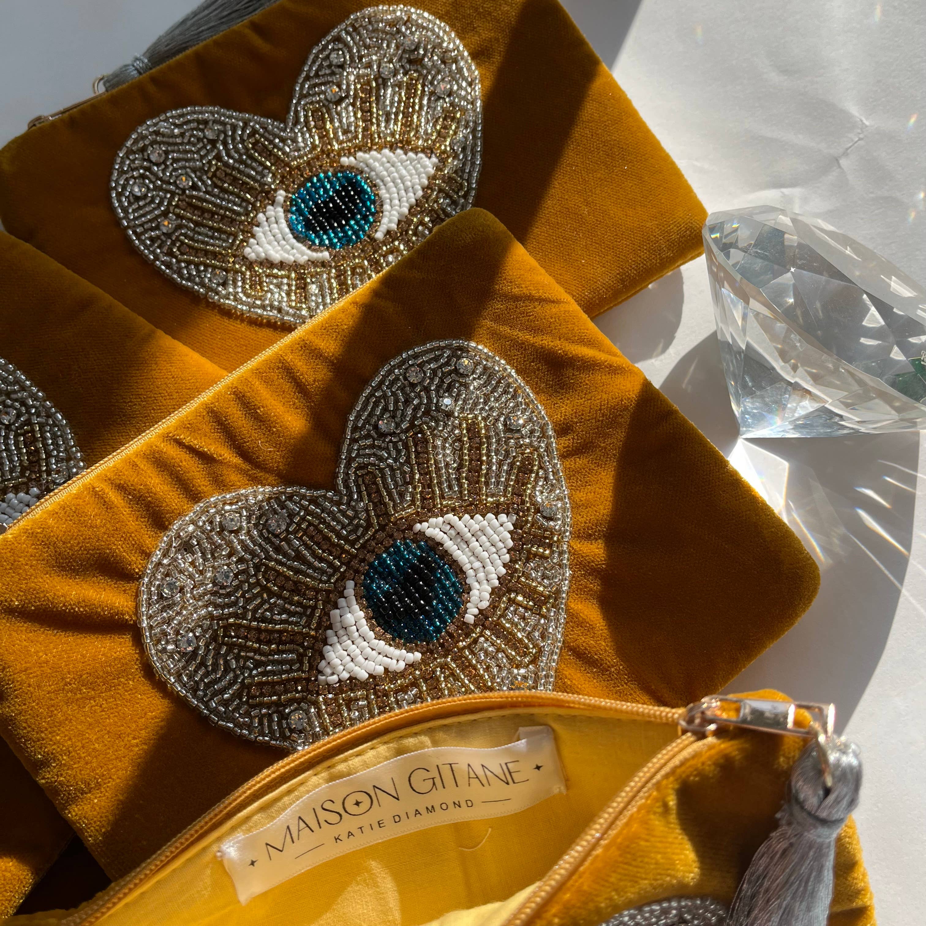 Dear heart velvet pouch
